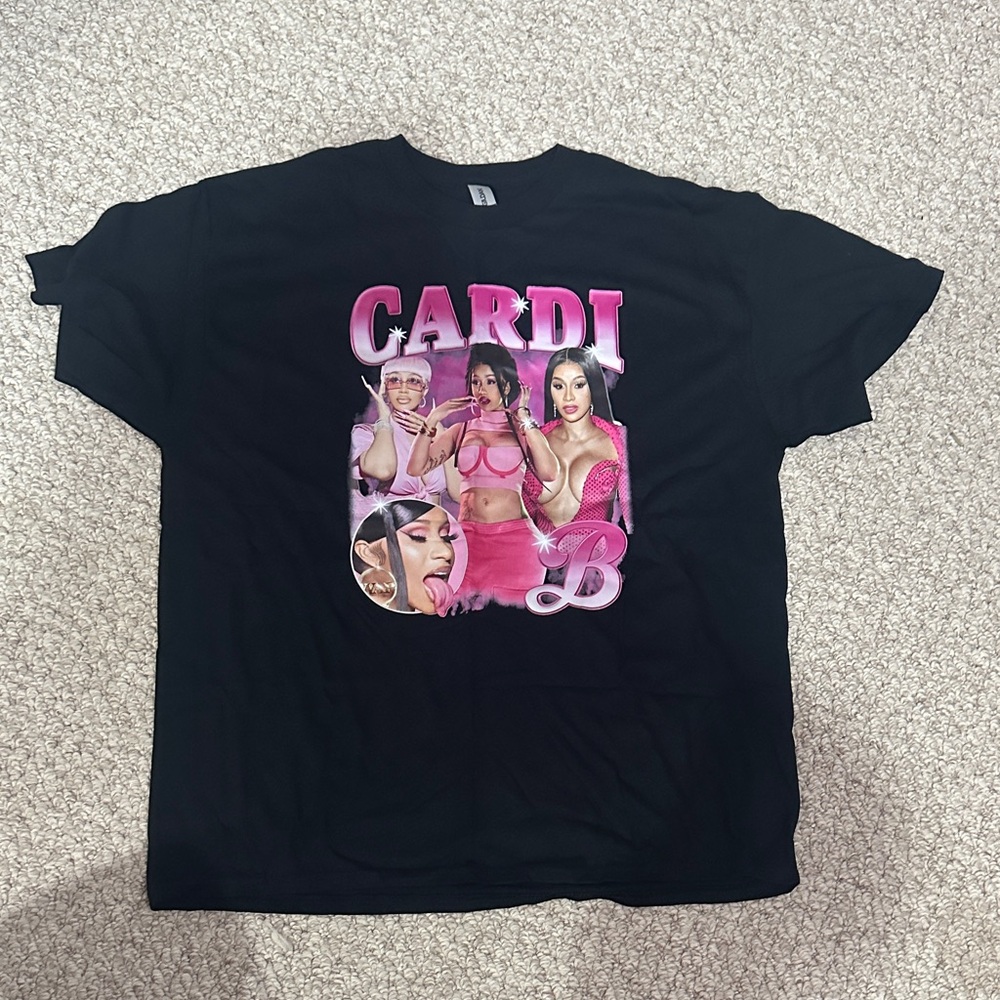 RDI Black Tee with Pink Cardi Graphic